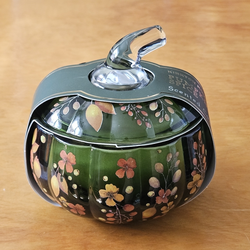 Painted Green Glass Pumpkin "Pumpkin Spice" Scented Candle